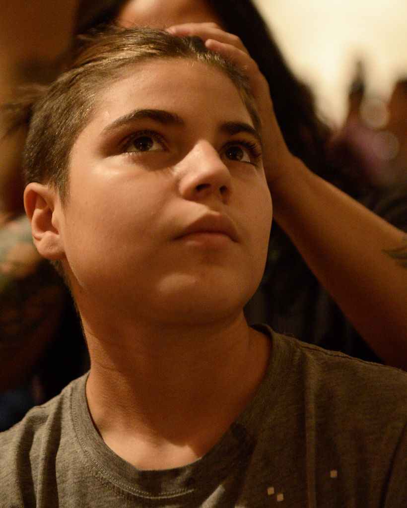 Wyatt Bonaparte, 12, turns his head